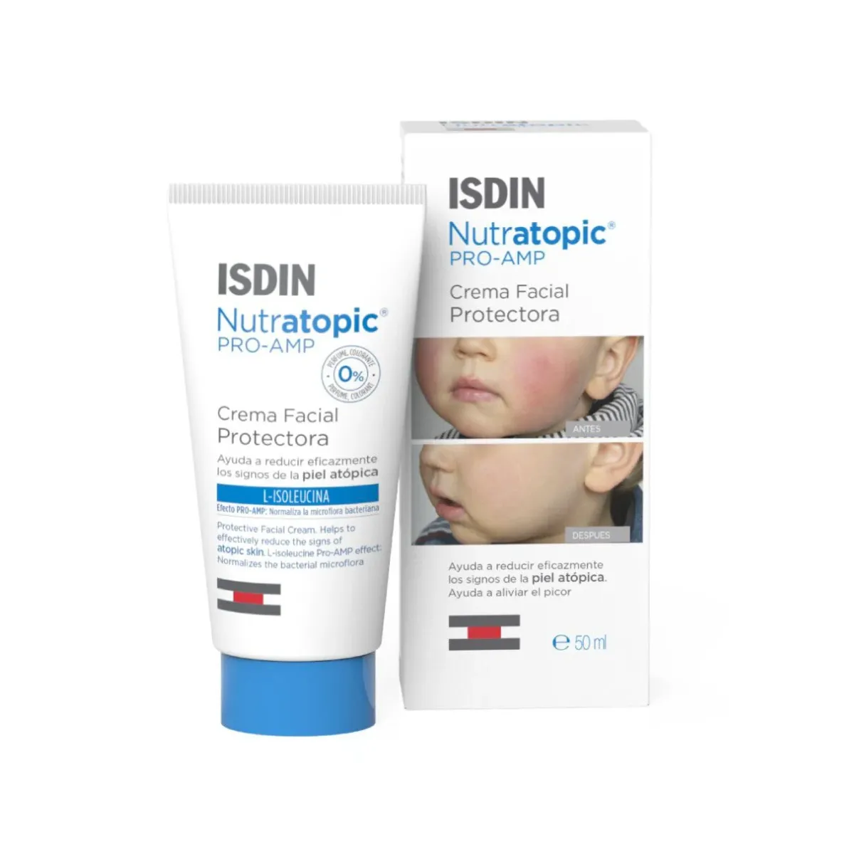Rutina Calmante Para Piel Sensible Con Tendencia A Rojeces | Distribuidora Milagros Isdin Nutratopic Pro-Amp Crema Facial 50 Ml