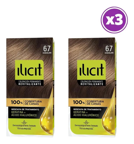 D_600760-Mlc113768221881_062026-O.jpg Pack 03 Elicit Tinte Para Pelo Color Chocolate 6.7 45G - Imagen 1