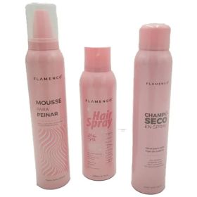 Pack Flamenco Shampoo En Seco, Mousse, Fijador 200ml Cu