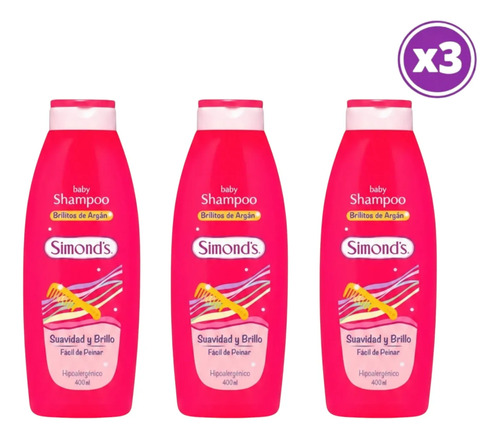 D_602007-Mlc112467028294_062026-O.jpg Pack 03 Simonds Shampoo Brillitos De Argán 400Ml - Imagen 1
