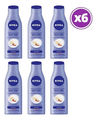 D_609814-Mlc112020189782_062026-O.jpg Pack 06 Nivea Crema Corporal Soft Milk 250Ml Piel Seca - Imagen 1