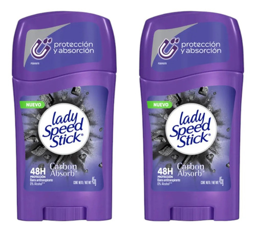 D_614719-Mlc101264102857_122025-O.jpg Lady Speed Stick Carbon Absorb Antitranspirante Gel 45G X2 - Imagen 1