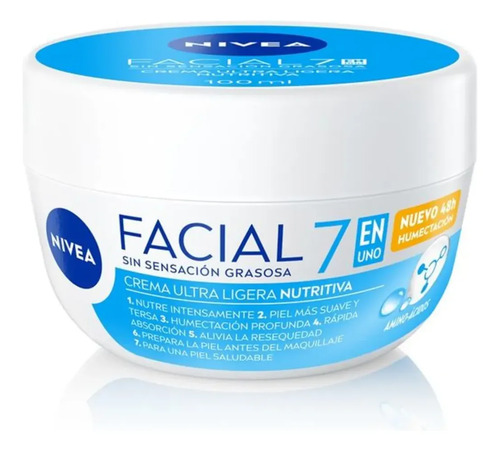 D_615850-Mlc107252349996_032026-O.jpg Crema Nutritiva Nivea Facial7 Ultraligera Nutrititva 100Ml - Imagen 1