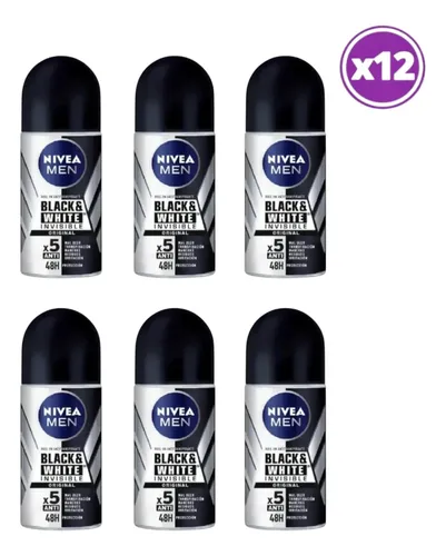 D_618347-Mlc108020615031_032026-O.webp Pack 12 Nivea Men Black &Amp;Amp; White Invisible Roll On 50 Ml - Imagen 1