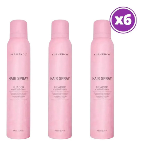 D_621049-Mlc112593115574_062026-O.jpg Pack 06 Flamenco Hair Spray Fijador En Seco 200Ml - Imagen 1