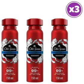 Pack 03 Old Spice Wolfthorn Desodorante Cítrico Spray 96g Neutra