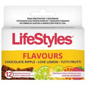 Preservativos De Latex Lubricados Flavours 12u Lifestyles