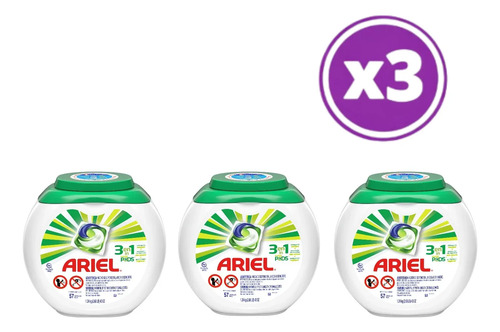 D_626871-Mlc106186892791_012026-O.jpg Pack Detergente En Cápsulas Ariel Pods 3En1 - 57 Unidades X3 - Imagen 1