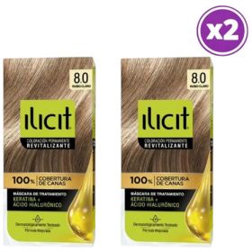 Pack 02 Elicit Tinte Para Pelo Color Rubio Claro 8.0 45 G 8.0 Rubio Claro