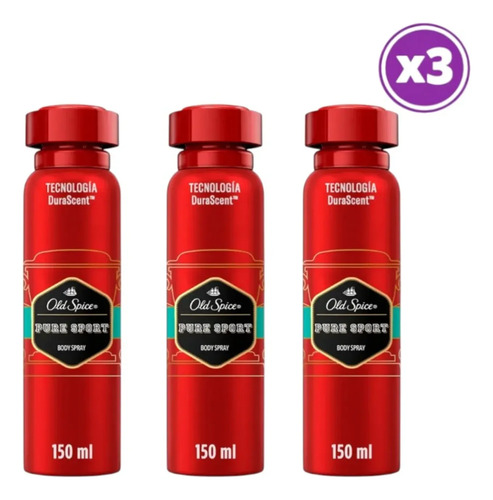 D_635771-Mlc107529123158_032026-O.jpg Pack 03 Old Spice Pure Sport Desodorante Spray 96G - Imagen 1