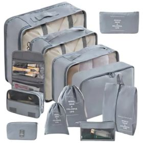 Set 11 Organizadores De Equipaje De Viaje Bolsa Impermeable Color Gris