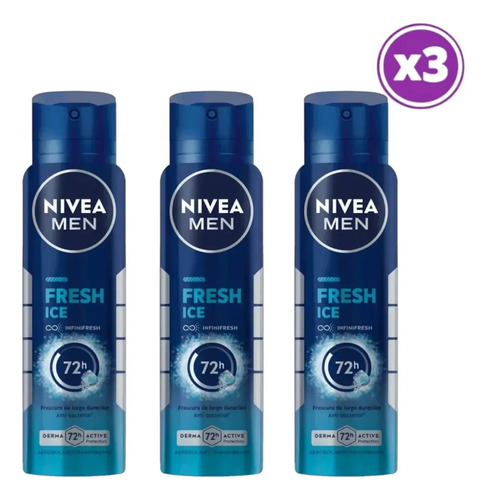 D_651623-Mlc112020540656_062026-O.jpg Pack 03 Nivea Men Fresh Ice Antitranspirante Spray 150Ml - Imagen 1