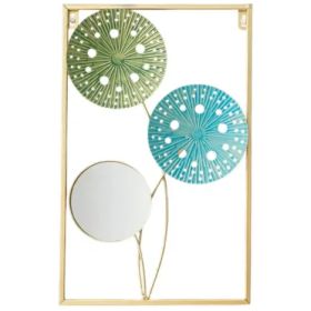 CUADRO DECORATIVO DE HIERRO CON 2 CIRCULOS 1 ESPEJO
