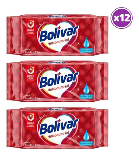 D_666219-Mlc113767757855_062026-O.jpg Pack12 Bolivar Jabon En Barra Antibacterial 190G - Imagen 1