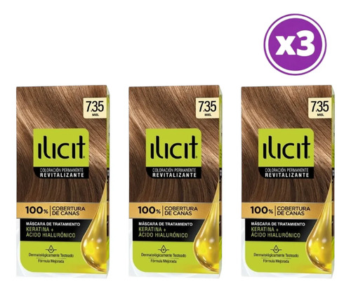 D_667203-Mlc109774330172_042026-O.jpg Pack 03 Elicit Tinte Para Pelo Color Miel 7.35 45 G Sin Tono - Imagen 1