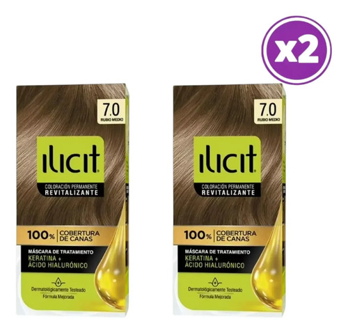 D_667927-Mlc112020189252_062026-O.jpg Pack 02 Elicit Tinte Para Pelo Color Rubio Medio 7.0 45G 7.0 Rubio Medio - Imagen 1