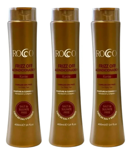 D_669977-Mlc93389146587_092025-O.jpg Pack 3 Acondicionador Anti-Frizz Karite Sin Sal 400Ml Rocco - Imagen 1