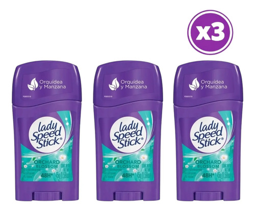 D_671101-Mlc110666063987_042026-O.jpg Pack 03 Lady Speed Stick Antitras Orchard Blossom Barra 45G Orquídea Y Manzana - Imagen 1