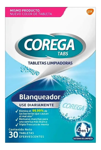 D_673156-Mlc112013144158_062026-O.jpg Corega Tabletas Limpiadoras Blanqueadoras 30 Tabs - Imagen 1