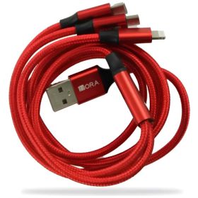 Cable 1Hora Carga Rapida 3en1 Rojo 1M