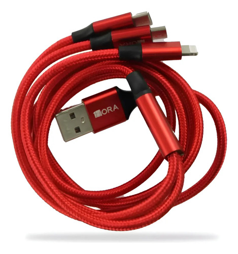 D_680678-Mlc93597984887_092025-O.jpg Cable 1Hora Carga Rapida 3En1 Rojo 1M - Imagen 1