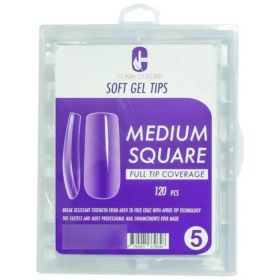 Soft Gel Tips Cuadradas Clara Colours Violeta 120 Unidades Manos Liso