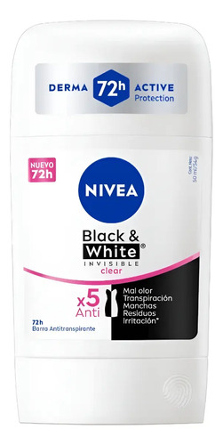 D_688858-Mlc97995752797_112025-O.jpg Desodorante Barra Nivea Black&Amp;Amp;White Clear Femenino 54G - Imagen 1