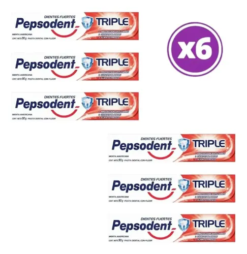 D_700026-Mlc113155270135_062026-O.webp Pack 06 Pepsodent Pasta Dental Con Flour 90G - Imagen 1