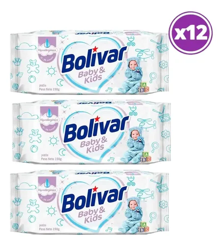 D_700340-Mlc112944016031_062026-O.webp Pack 12 Bolivar Jabon En Barra Cuidado Bebe Y Niños 190G - Imagen 1