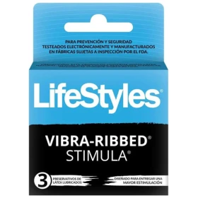 Preservativos de Latex Lubricados Vibra-Ribbed 3u Lifestyles