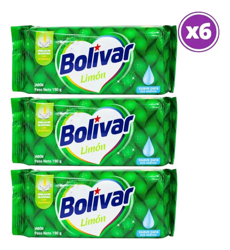 D_707765-Mlc112590112478_062026-O.jpg Pack 06 Bolivar Jabon En Barra Limon 190G - Imagen 1