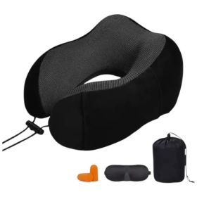 Almohada De Cuello Relajante Para Viaje Cojín Soporte Cómodo Color Negro Liso