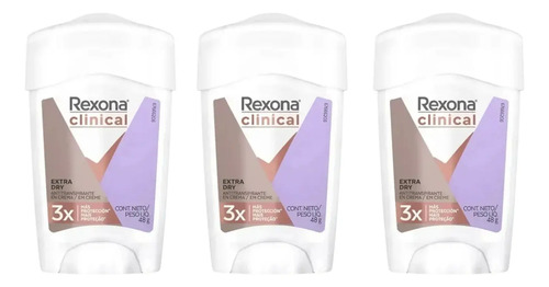 D_718381-Mlc103997405387_012026-O.jpg Pack Rexona Clinical Desodorante En Crema Extra Dry 48Gr X3 - Imagen 1