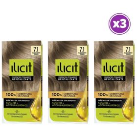 Pack 03 Elicit Tinte Pelo Color Rubio Medio Ceniza 7.1 45g Sin Tono