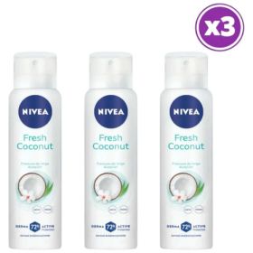 Pack 03 Nivea Antitranspirante Fresh Coconut 150ml Coco