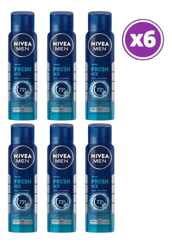 D_733955-Mlc112020278298_062026-O.jpg Pack 06 Nivea Men Fresh Ice Antitranspirante Spray 150Ml - Imagen 1