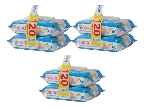 D_735054-Mlc95950944825_102025-O.webp Pack Simonds Toallitas Húmedas Baby Care 120U X3 - Imagen 1