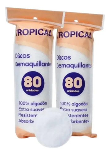 D_743304-Mlc113768431859_062026-O.jpg Pack 02 Tropical Discos Desmaquillantes 100% Algodon - Imagen 1