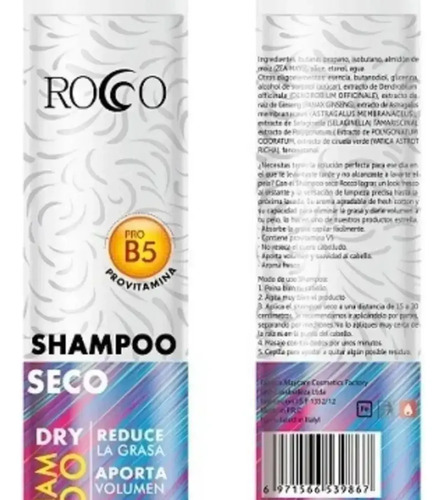 D_743605-Mlc113767669875_062026-O.jpg Pack Rocco Shampoo En Seco Reduce Grasa 200 Ml X2 - Imagen 1