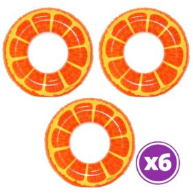 Pack 06 Flotador Inflable Para Piscina 90cm Naranja