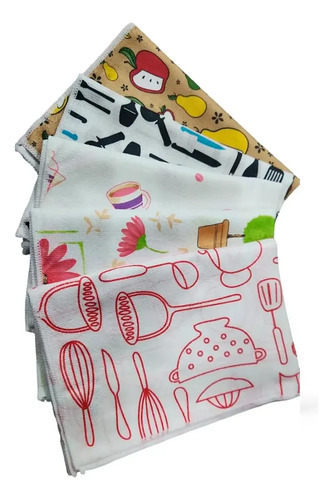 D_749608-Mlc112589278894_062026-O.jpg Set Paños De Cocina Microfibra Diseños 5U - Imagen 1