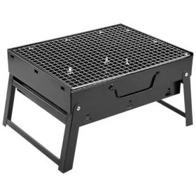 Parrilla Asador De Carbón Plegable Mini Portátil Aire Libre Color Negro