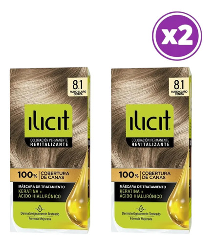 D_760672-Mlc110667183971_042026-O.jpg Pack 02 Elicit Tinte Color Rubio Claro Ceniza 8.1 45 G 8.1 Rubio Claro Ceniza - Imagen 1