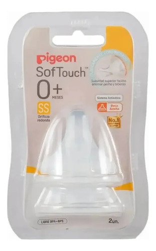 D_771285-Mlc112590109896_062026-O.jpg Pigeon Tetinas Softouch Boca Ancha 0 Mas Meses Talla Ss 2U - Imagen 1