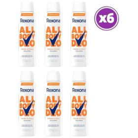 Pack 06 Rexona Deso Corporal All Body Deo Fresh Citrus 150ml Limón