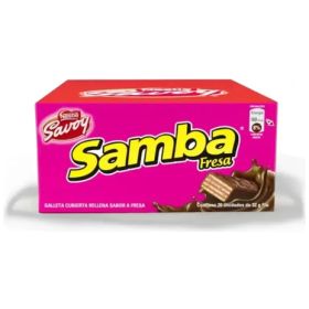 SAVOY SAMBA FRESA GALLETA RELLENA Y CUBIERTA CHOCO 20U 640G