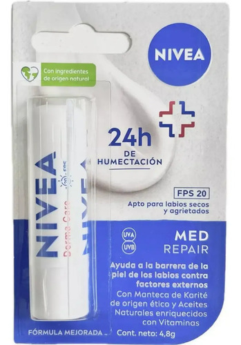 D_801495-Mlc77869751854_072024-O.jpg Protector Labial Humectante Nivea Derma Care Fps20 4.8G - Imagen 1