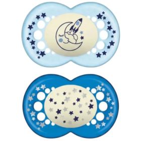 Chupetes Azul Nocturnos Latex Mam 6+ Astro Lunar 2un Azul
