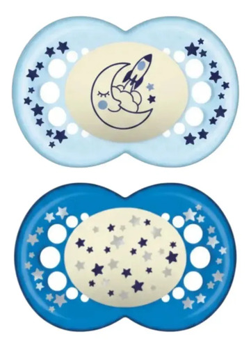 D_815363-Mlc113768758269_062026-O.jpg Chupetes Azul Nocturnos Latex Mam 6+ Astro Lunar 2Un Azul - Imagen 1
