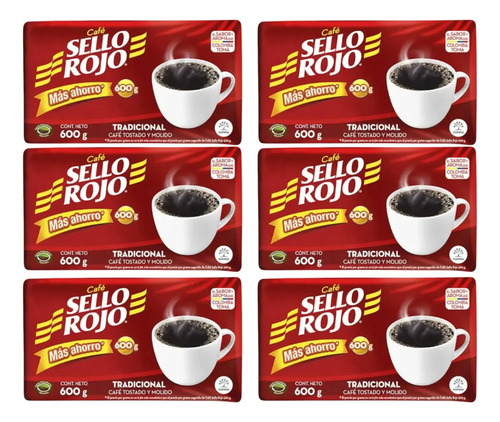 D_816195-Mlc104274768693_012026-O.jpg Pack 06 Sello Rojo Cafe Pack Familiar 600G Tradicional - Imagen 1